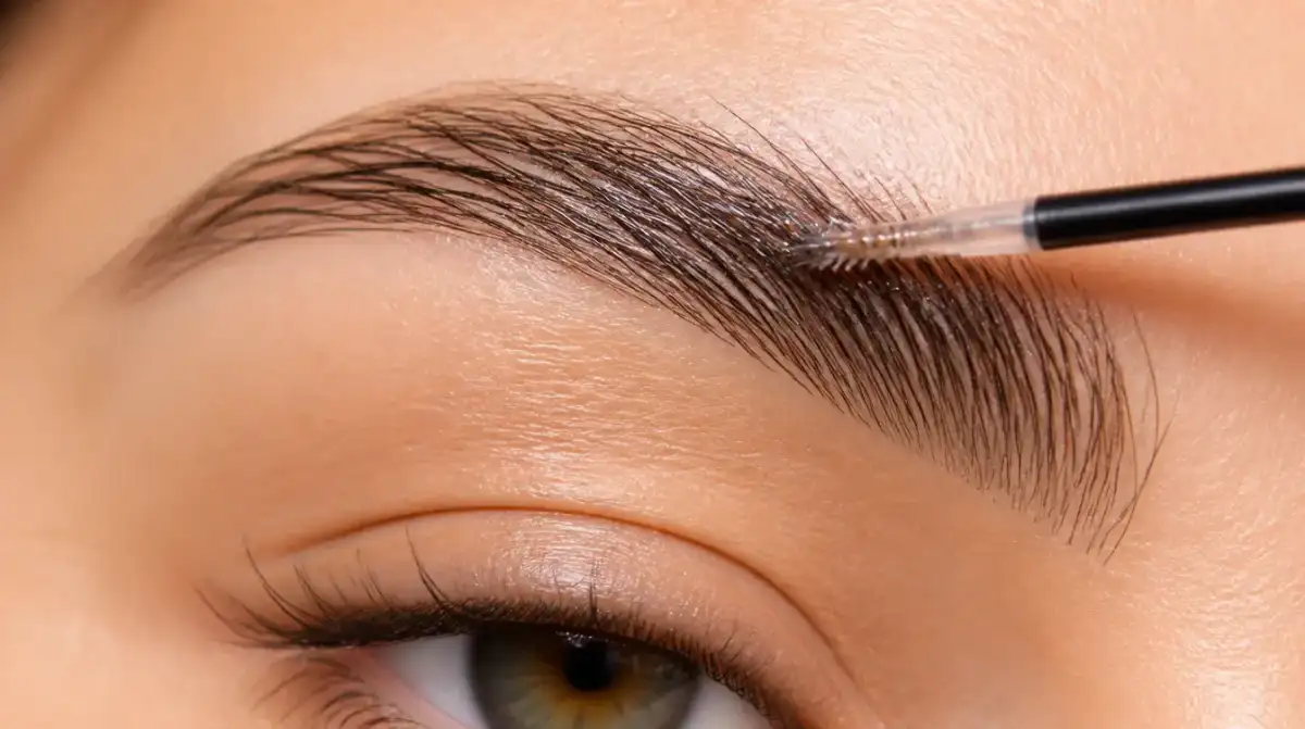 Applying minoxidil serum to eyebrows