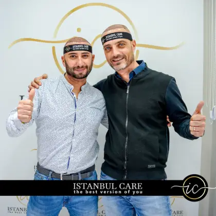 Istanbul Care patient at the Istanbul clinic on the day of their hair transplant