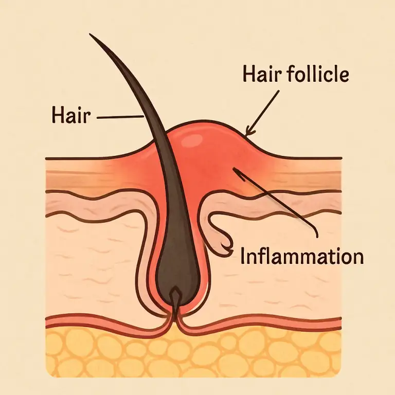 Diagram of hair follicle inflammation